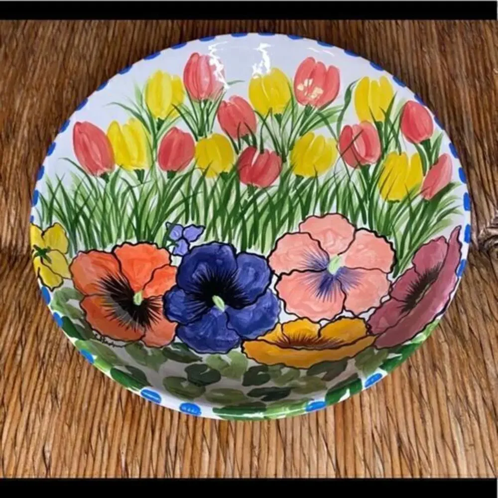 L. Hasbun Handmade Ceramic Pottery Hand Painted Bowl